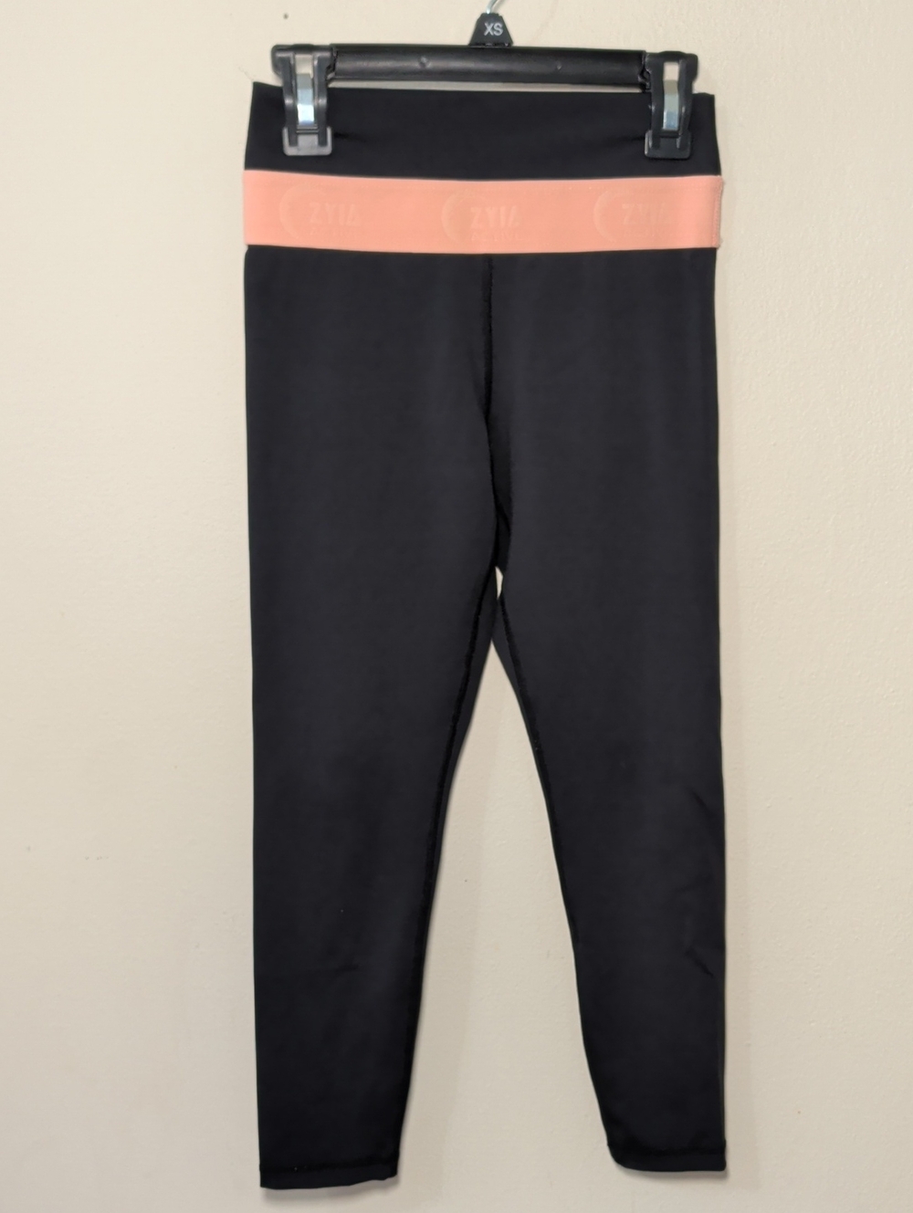ZYIA Active Black & Peach Light N Tight High Rise Leggings Girls Size 10-11
